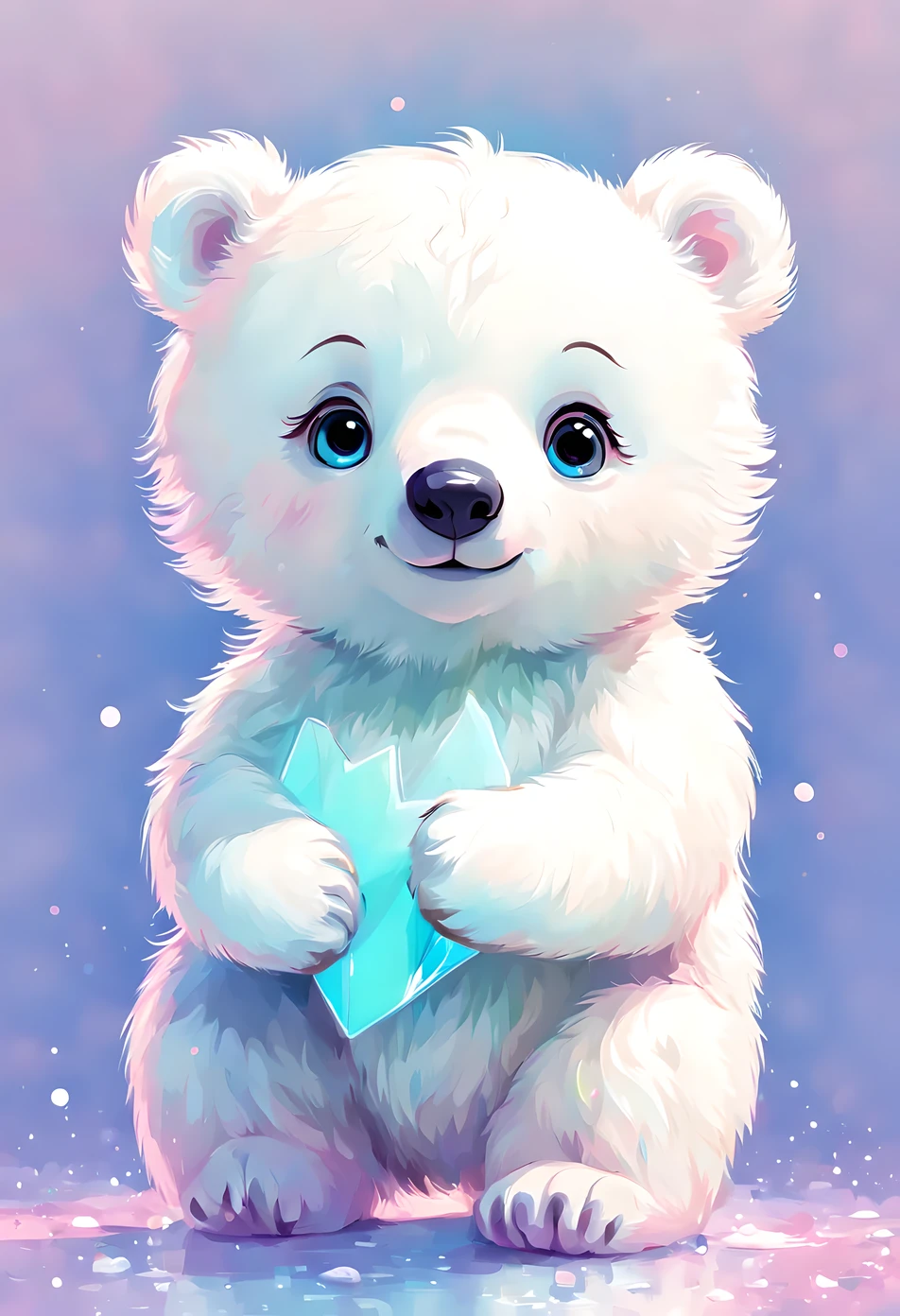 cute  white Bear, digital illustration, pastel tetradic colors