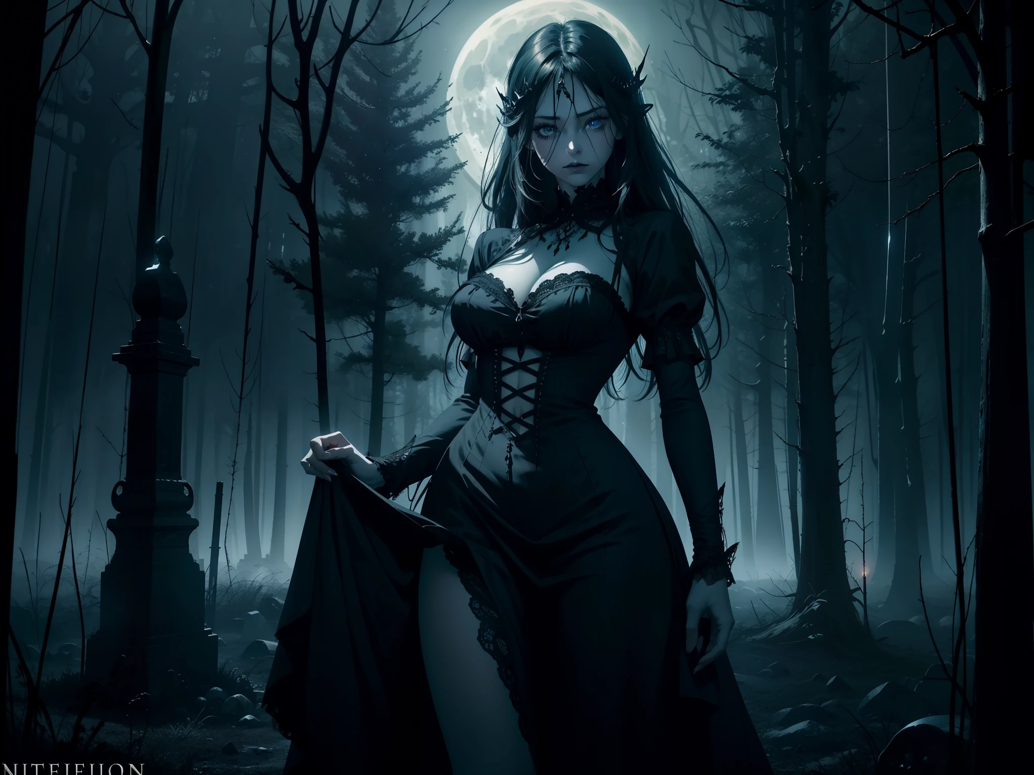 bitch, demon, killjoy, fucking nature, high quality, ultra HD, masterpiece, digital sketch, queen of the dead, detailed features, hauntingly beautiful face and eyes, dark lipstick, flowing dark hair, ((gothic style sexy dress)), sexual pose, dark and mystical ambiance, (ethereal and enchanting:1.1), supernatural powers, dramatic lighting, (sinister atmosphere:0.9), graveyard setting, foggy atmosphere, moonlit night, (mystical colors:1.1), (eerie shadows:0.9), (magical and atmospheric:1.2), (ethereal beauty:1.1), (dramatic contrast:1.1), (haunting presence:1.2), (hauntingly detailed and realistic eyes:1.37), (ultra-detailed silver hair:1.1), (sinister expression:1.1), (powerful and captivating:1.1), (mysterious and alluring:1.1), (masterful digital rendering:1.37), (highly detailed and atmospheric background:1.2), (foggy silhouette:1.1), ( hauntingly beautiful album cover:1.1), (ethereal dance:1.1), (elegantly flowing sexy dress:1.1), (sexy dress:1.5), (grave markers:1.1), (moonlit glow:1.1), (eerie elements:1.1), (majestic and otherworldly:1.1), (intricate details:1.1), (dark and captivating:1.1), (hauntingly atmospheric:1.1), (ethereal and dark theme:1.1)