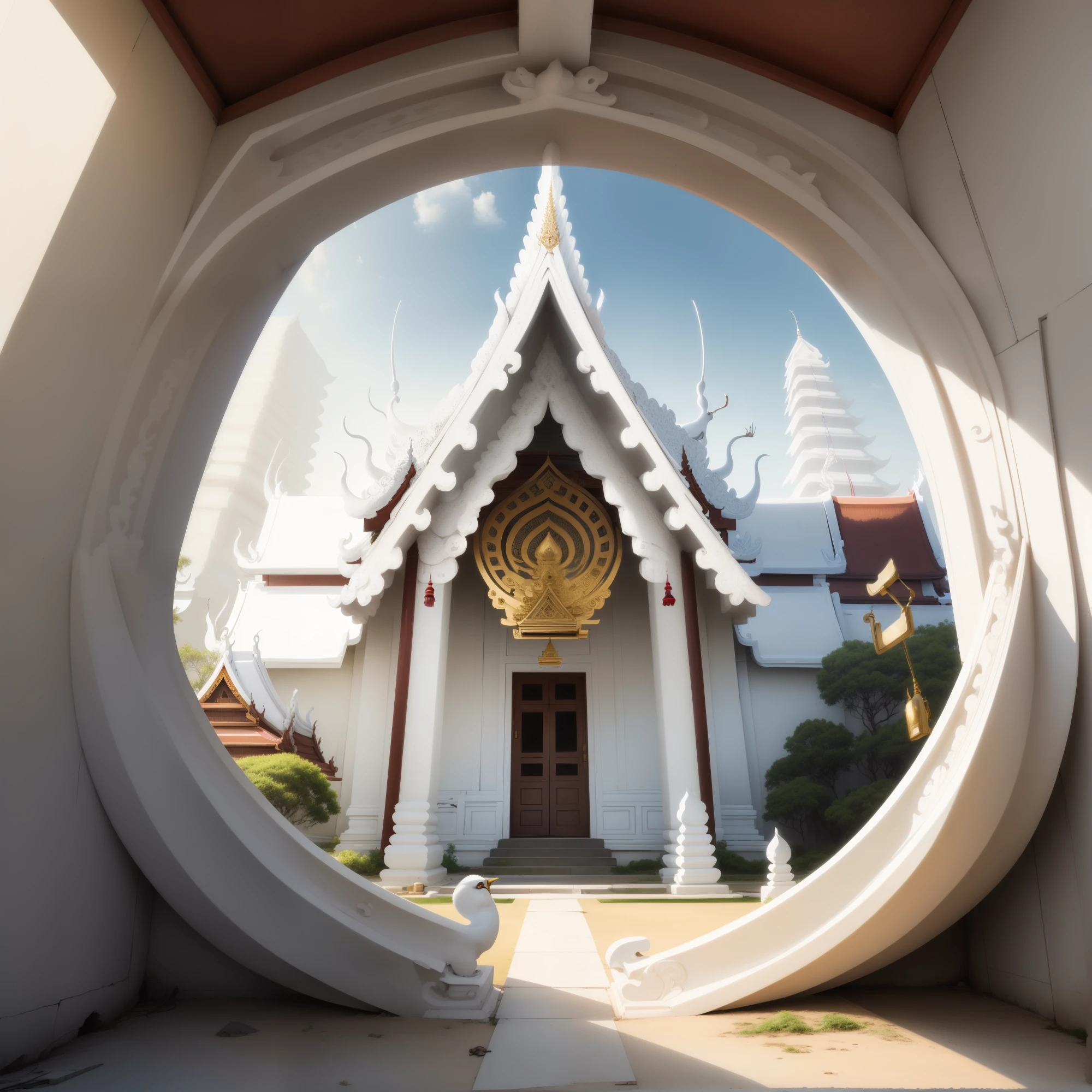 landscape photograph,temple thai,White construction crane