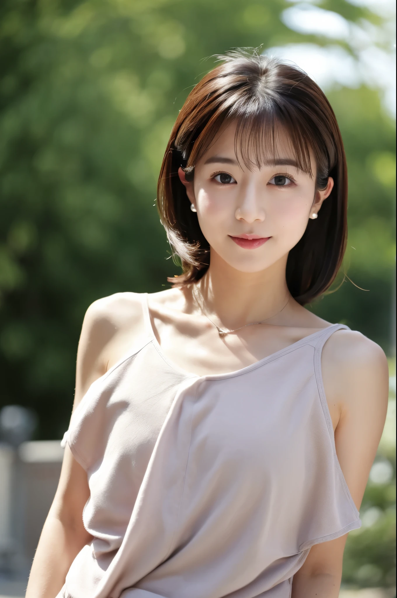 good hand,4k, high-res, masterpiece, best quality, head:1.3, (Japanese actress), finely detailed skin, sharp focus, (cinematic lighting), collarbone, morning, soft lighting, medium hair, dynamic angle, [:(detailed face:1.2):0.3], armpit crease, thigh gap, casual clothes, slender, outdoors