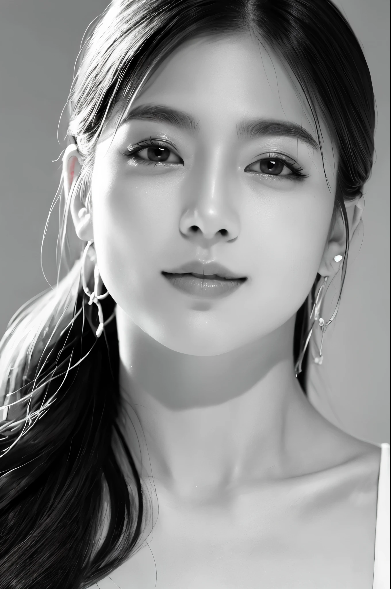 (best quality,ultra-detailed,realistic),(portraits),(black and white),(soft lighting),(Japanese beautiful face),(detailed facial features),(white background),(line drawing),anatomy correct