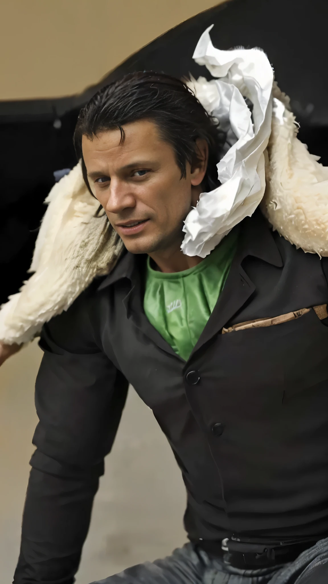 (masterpiece), (realistic), (ultra detailed), ( high reest quality), (photorealistic), (perfect face), (perfect anatomy), (((man))), (((male))), (((Russian people))), (((40 years old))), (((muscular))), (((solo))), crocodile from one piece, crocodile