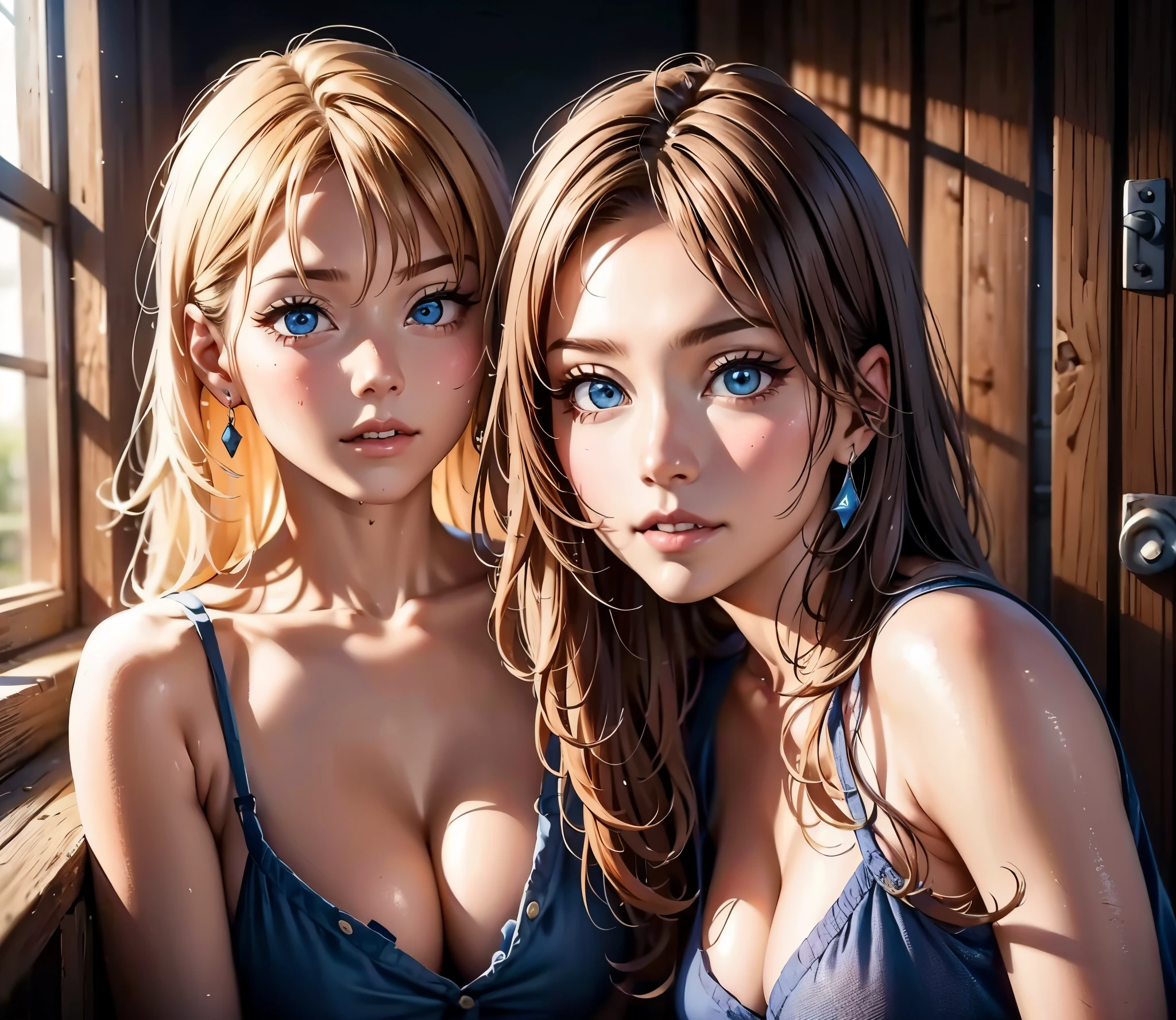 (table top), Sexy、Natural light, realistic, camel toe, diffused glow, Depth of bounds written, professional lighting、Big eyes、eyes are blue、blonde、Russian、my room、
