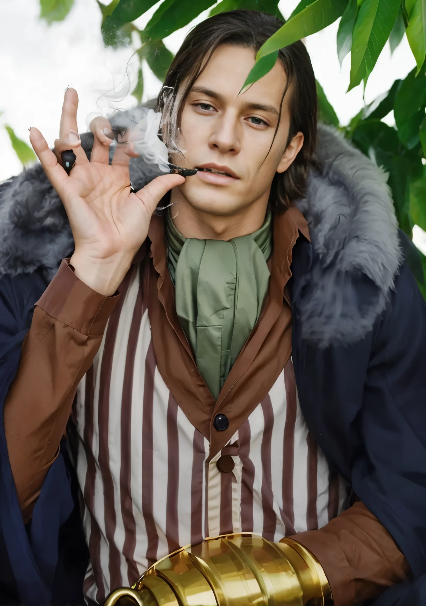 (masterpiece), (realistic), (ultra detailed), ( high reest quality), (photorealistic), (perfect face), (perfect anatomy), (((man))), (((male))), (((Russian people))), (((417 years old))), (((muscular))), (((solo))), crocodile from one piece, crocodile, the character is smoking a cigarette