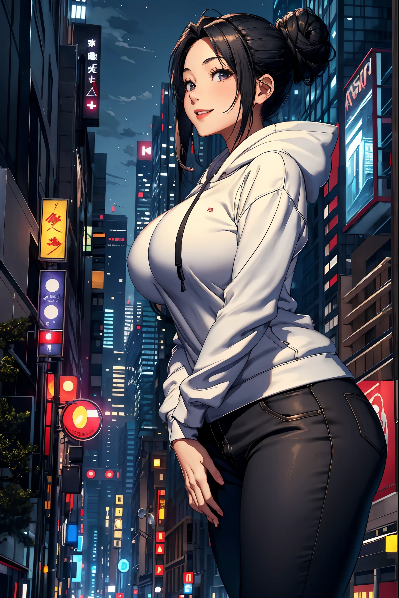 a girl are large sweatshirt showing her breasts, ((detailed nipples)), skirt, shorts, (long stockings or pantyhose), cityscape, medium breasts,

((very detailed)), perfectly detailed face, detailed hand, photorealistic image.