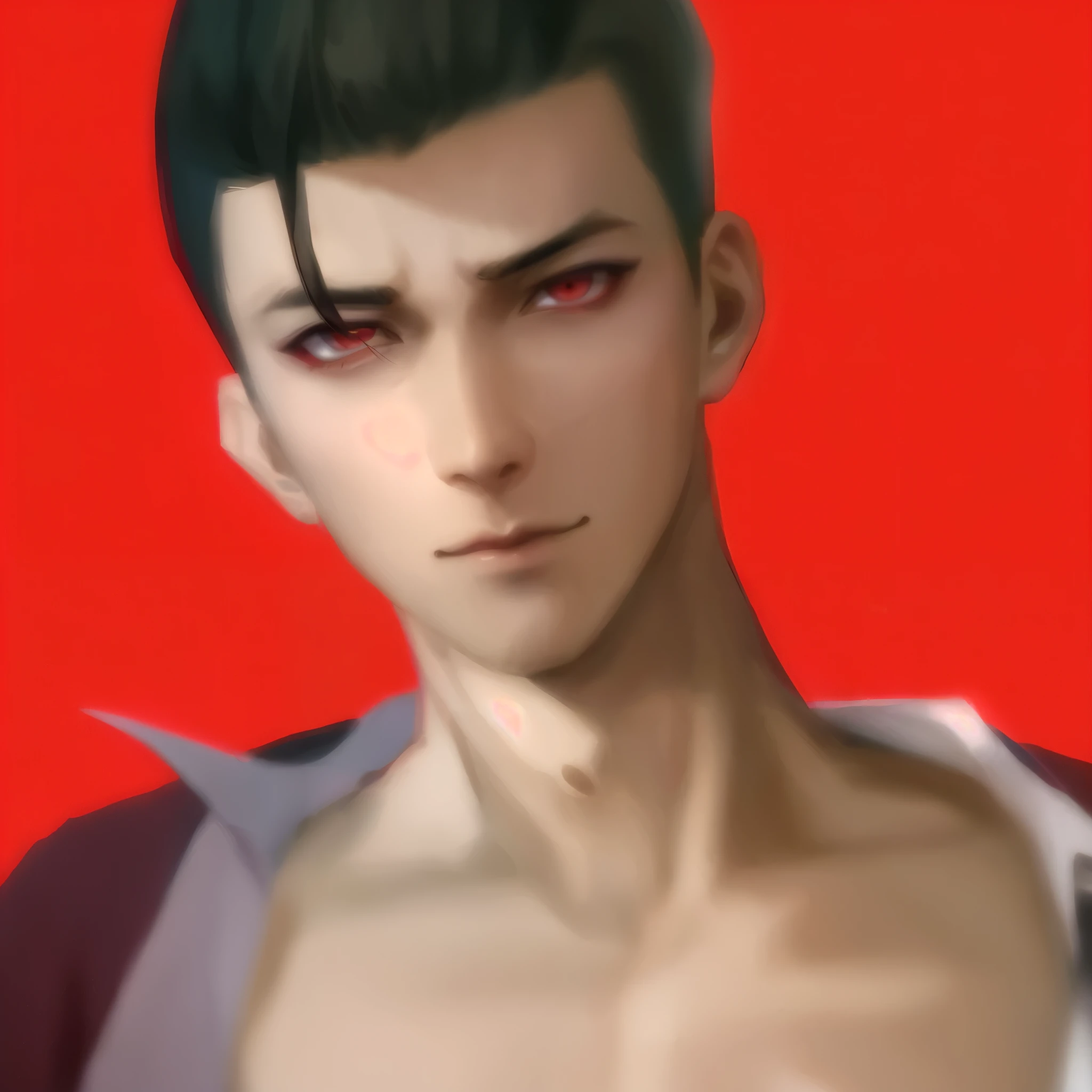Anime male wearing shirt and red background, Produced by Anime Painter Studio, Drawing in animation artist studio, heise jinyao, anime realism style, jet from valorant, Inspired by Zhang Sengyao, anime handsome guy, tsurumaki kazuya, Shinro Mori, Realistic anime art style, Kuvshinov Ilya