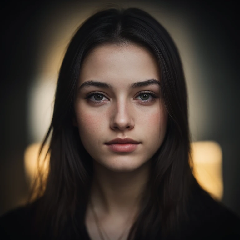 (close-up, editorial photograph of a 21 year old woman), (highly detailed face:1.4) (smile:0.7) (background inside dark, moody, private study:1.3) POV, by lee jeffries, nikon d850, film stock photograph ,4 kodak portra 400 ,camera f1.6 lens ,rich colors ,hyper realistic ,lifelike texture, dramatic lighting , cinestill 800,