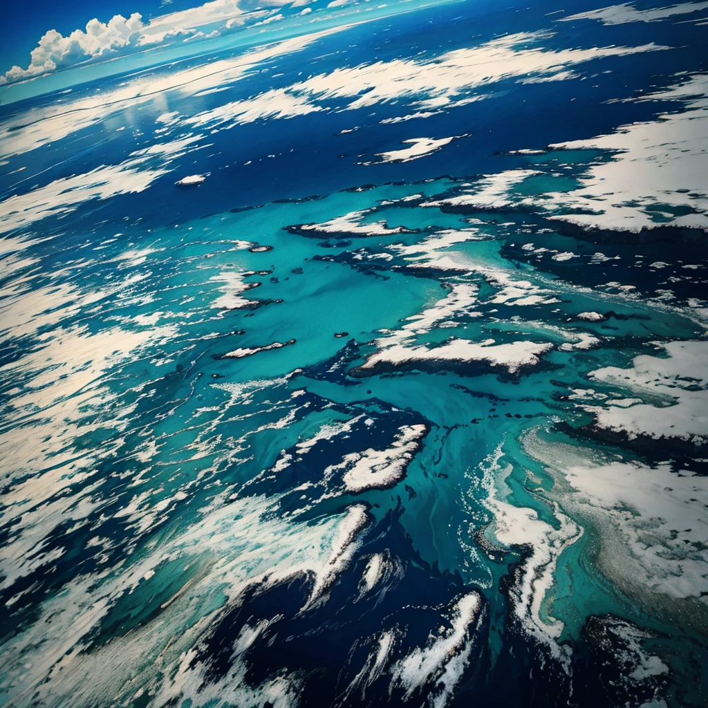 seabed，dragon，Currents，Sky，blue，fish flocks，magic