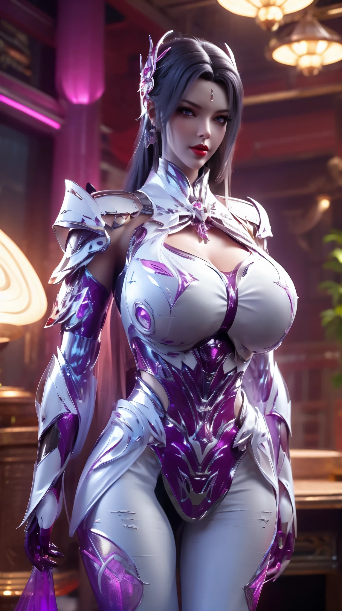 (HYPER-REALISTIC:1.5), AI GIRL GRNERATOR (BEAUTY WHITE HAIR, PHOENIX GOLD HELM:1.1), ((HUGE FAKE BREASTS:1.5)), ((CLEAVAGE:1.5)), (MUSCLE ABS:1.3), ((MAGENTA SHINY FUTURISTIC MECHA ARMORED CROP TOP, BLACK MECHA SKINTIGHT LEGGINGS,POTRAIT:1.5)), ((VOLUPTUOUS BODY MATURE WOMAN, SWEATY BODY:1.1)), (LOOKING AT VIEWER:1.3), (female focus:0.8), (HALLROOM OF FUTURISTIC SPACE STATION:1), (BRIGHT LIGHT WHITE_ROOM:1.3), HYPER TEXTURE, (4X MSAA), ((UNREAL ENGINE 5 RENDER)), PHYSICALLY-BASED RENDERING, ULTRA HIGHT DEFINITION, 16K, 1080P.