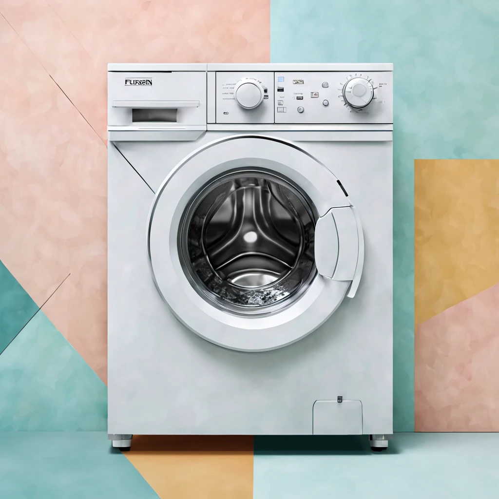 Fusion Art, Soft Color Tones, washing machine, lines and geometric art