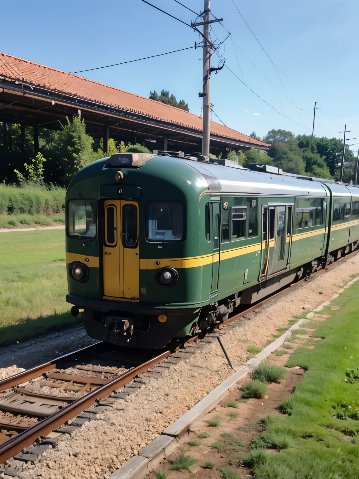 (absurdres, highres, ultra detailed),train station with grass punk