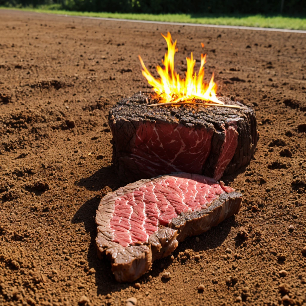 A high-quality steak crashed into the earth