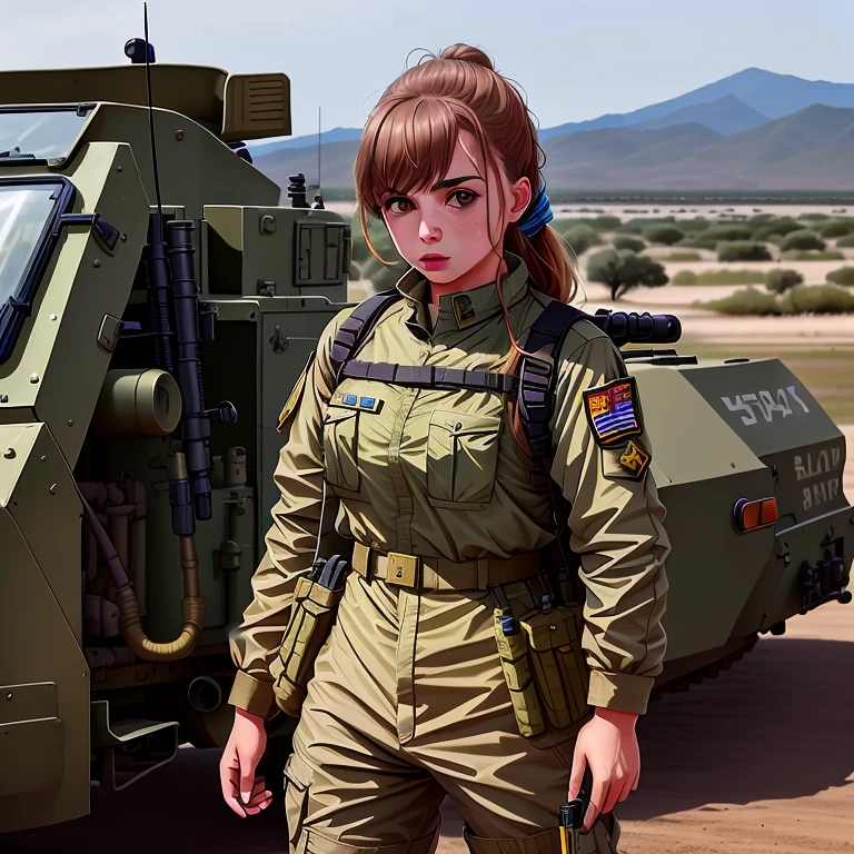 Araffe woman in uniform standing in front of a truck, vistiendo traje militar, Military girl, hermosa mujer soldado, chica soldado, Ropa de piloto militar, chica vestida de uniforme, Army Girl Costume, Llevar uniforme militar, Llevar uniforme militar, linda chica con traje de tanque, Infantry girl, Usar uniforme de soldado sucio, mechanized chica soldado, Usando armadura corporal de labradorita