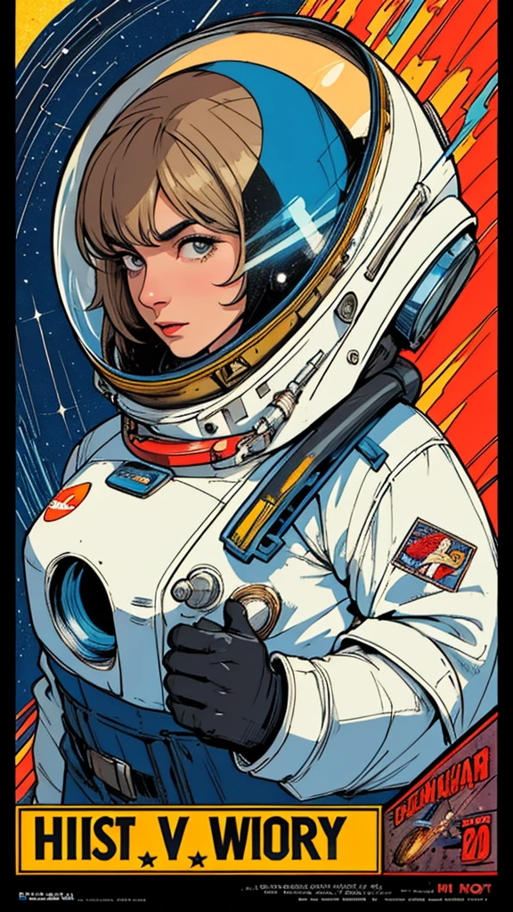 (((32k))),(((highest quality))),(((Perfect One Woman))),retro,vintage,60's,70's,80's,(((old movie posters))),abstract,スペーススリラーmovie poster,(Futuristic),,satellite,mechanical,Geometric pattern,meteor,meteorite,planet,very delicate,very detailed,astronaut,Milky Way,movie poster_white frame,
