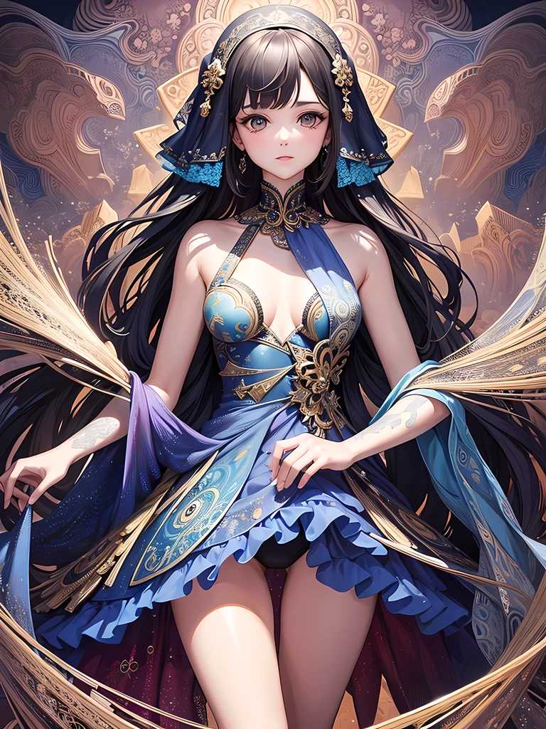 (masterpiece, top quality, best quality, official art, beautiful and aesthetic:1.2),
A lone girl stood before a spectacular work of art, her eyes wide with admiration,
(extreme detailed), (fractal art:1.3),
The intricate patterns and colors of the fractal artwork surrounded her, each line and curve meticulously crafted.
Colorful swirls and geometric shapes merged seamlessly, creating a breathtaking piece that captured the essence of abstract beauty.
(highest detailed),
Every tiny detail was rendered with precision, inviting viewers to explore the depths of the art and lose themselves in its intricacies.