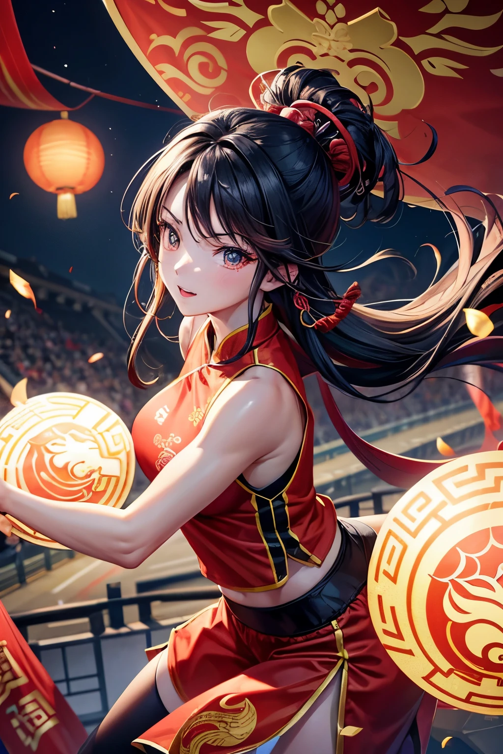 Illustration of the New Year Marathon Event in the Year of the Dragon:
Subject Characters:
This is a thrilling marathon event set in the vibrant Year of the Dragon. We can select an athletes in peak form to feature prominently. Dressed in sportswear from the sports brand we wish to endorse, their attire should proudly display the brand’s logo.
Background Design:
Being a Year of the Dragon themed occasion during Chinese New Year, traditional Chinese elements are fitting. Create an abstract and contemporary dragon design, active on both sides of the track, as a captivating backdrop.
Atmosphere Building:
To cultivate an exhilarating atmosphere
