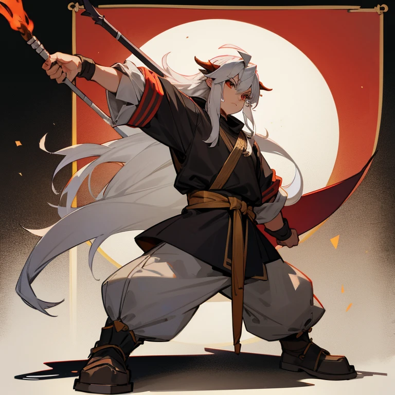 male dwarf national flag dragon I have a bow gray hair long hair