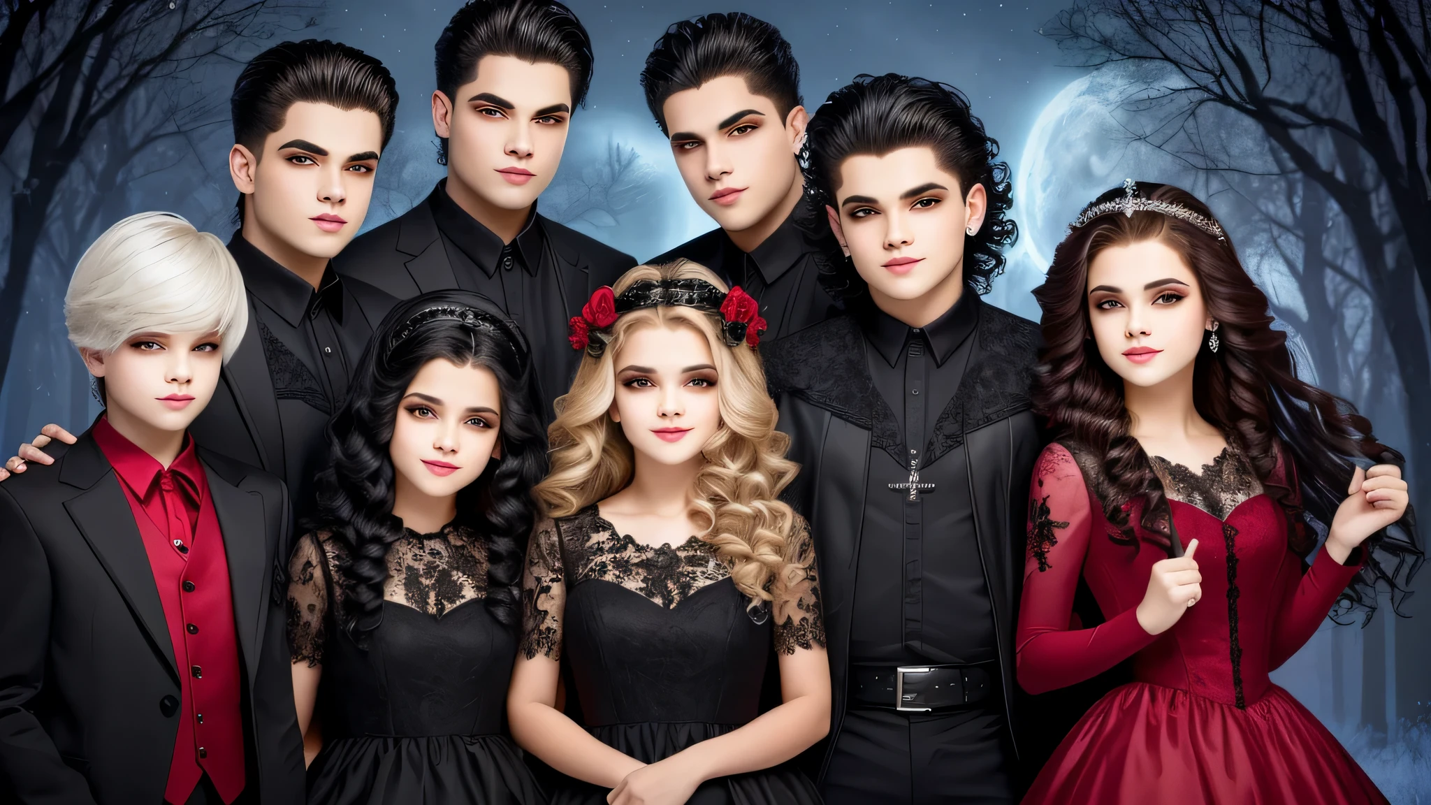 KIDS garota vampira com longos cabelos LOIROS