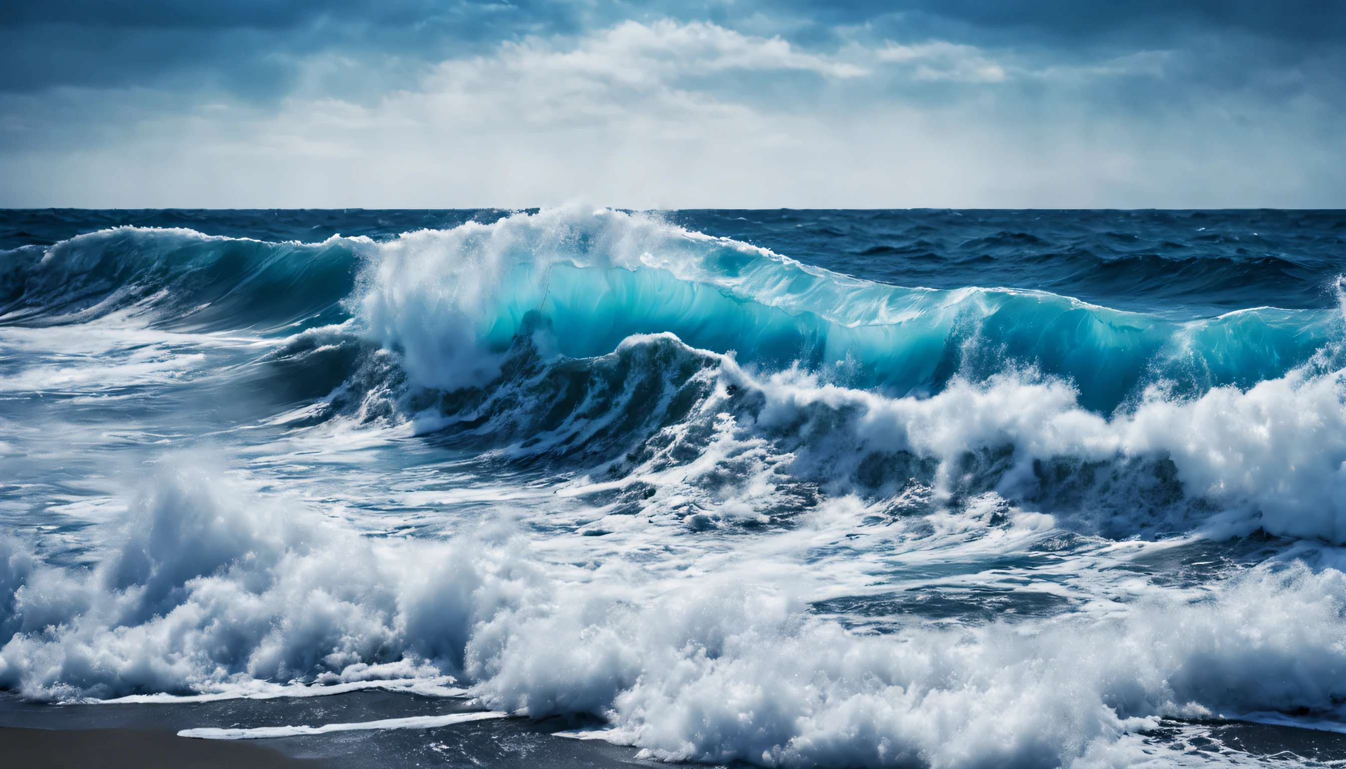 arafed view of a blue ocean with blue waves crashing, chaotic sea setting, breathtaking composition, beautiful sea landscapes, stunning ocean, magnificent background, beautiful background, beautiful dreamy breathtaking, beautiful blue ocean
