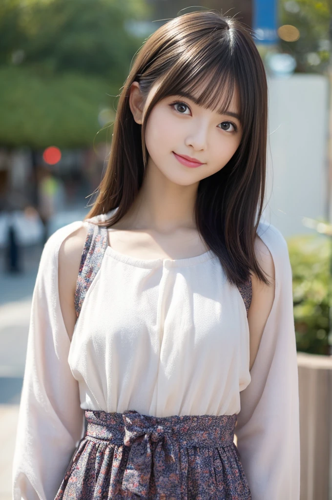 table top, highest quality, figure, super detailed, finely, High resolution, 8k wallpaper, 完璧なダイナミックな構figure, beautiful and fine eyes, ladies fashion summer,short bob hair,small breasts natural color lip, bold sexy pose,smile,Harajuku、20 year old girl、cute、sexy shot looking at camera
