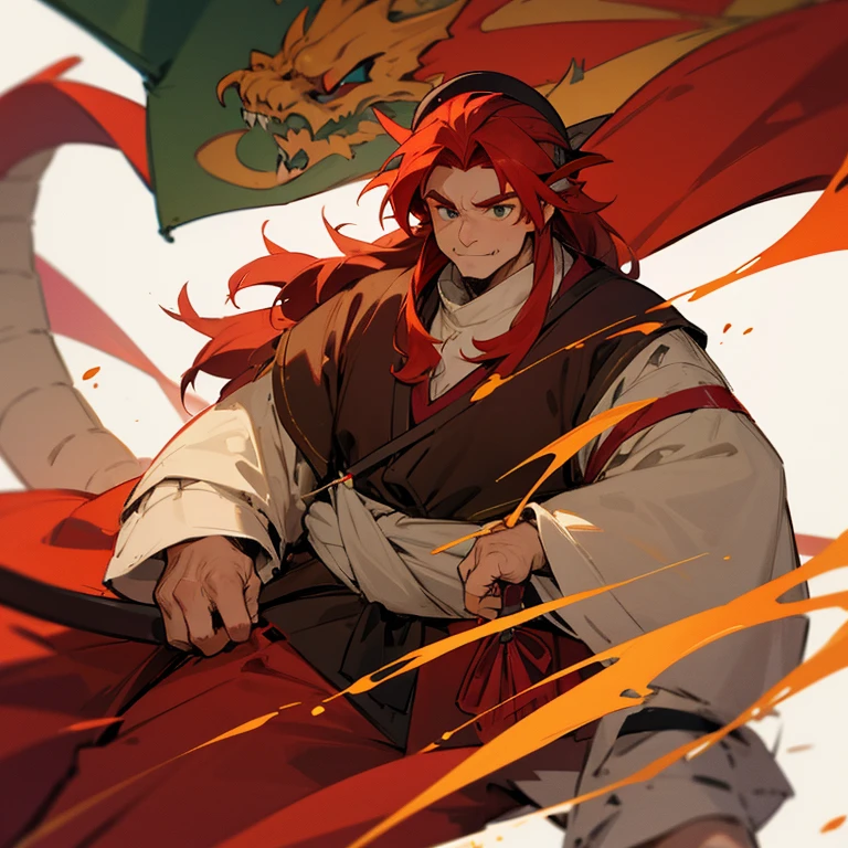 First old age　dwarf　national flag　dragon　I have a bow　　Red hair　long hair　male　
