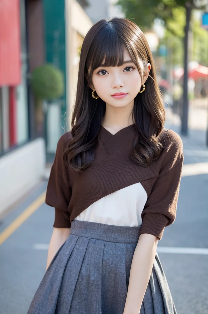 18-year-old high school girl in brown miniskirt