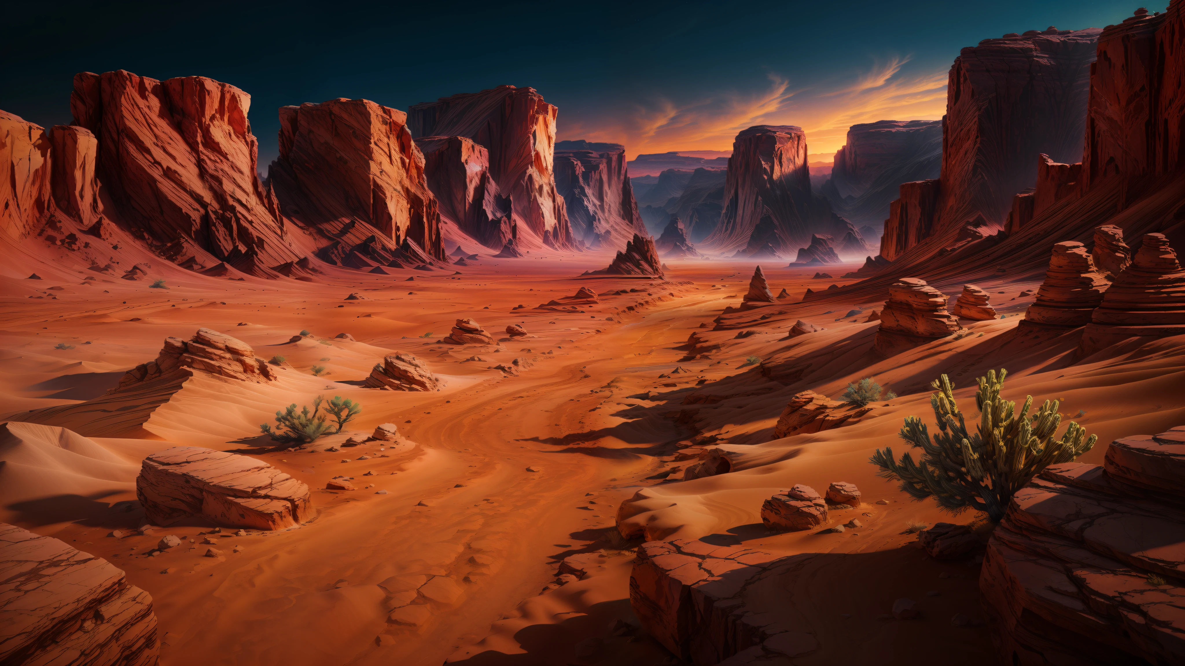 desert, rocky terrain, rocks, canyon, heat, masterpiece, best quality, (extremely detailed CG unity 8k wallpaper), (best quality), (best illustration), (best shadow)