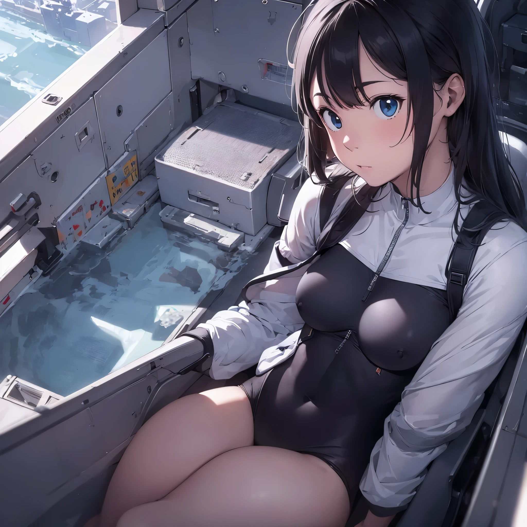 ((highest quality)), ((table top)), (be familiar with: 1.4), (absurd), Caucasian female fighter pilot ready for war, Walk in front, muscular sculptural body defined, closed mouth, muscular body covered by technological clothing, Neon Genesis Evangelion Suit, cyber punk, generous neckline, ((Perfect big breasts)), (blue eyes without pupils), long manga-style eyelashes, near the real, mad face, sexy pose, Centered, Scale to fit, nffsw (high dynamic range),ray tracing,super resolution,unreal 5,Dispersed underground, PBR texture, Post-processing, anisotropic filtering, Depth of bounds written, maximum clarity and sharpness, multilayer texture, surface shading, Accurate simulation of light-matter interactions, perfect proportions, Rule of thirds, highest quality、In 8K、super detailed, Being on the roof of a skyscraper, Smooth bodysuit