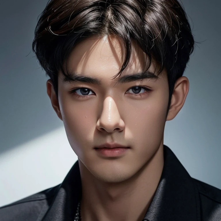 High quality, masterpiece, highly detailed, 8k, perfect face, perfect body, realistic, photogenic, man, Asian, young, black hair, comma hair cut style, handsome, detailed eyes, beautiful detailed nose, realistic body, realistic light, comfortable expressions, cute guy, sweat guy, cool guy