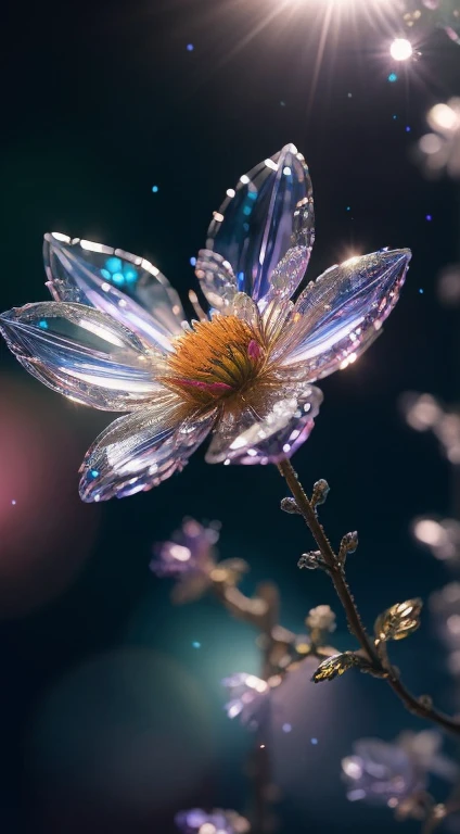 crystal Sunflower,
fantasy, galaxy, transparent,
shimmering, sparkling, splendid, colorful,
magical photography, dramatic lighting, photo realism, ultra-detailed, 4k, Depth of field, High-resolution