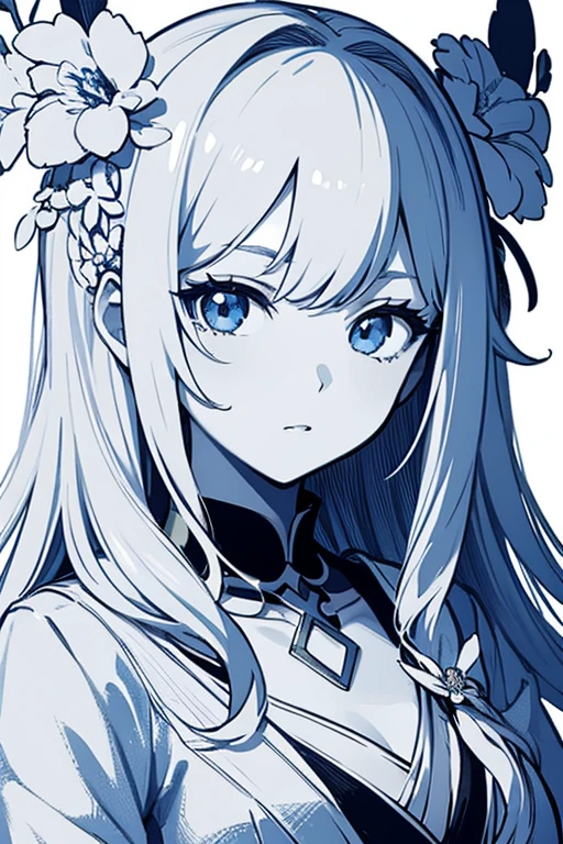 (masterpiece, best quality:1.2),(flower, line art:1.2) 1人,