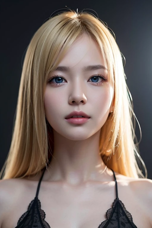 黒のビキニを着て浜辺にいる,ニコニコ笑顔、Best quality, masterpiece, ultra high res, (photorealistic:1.4), raw photo, 1girl, blonde hair, blue eyes, detailed eyes and face, dynamic lighting, in the dark, deep shadow, low key,