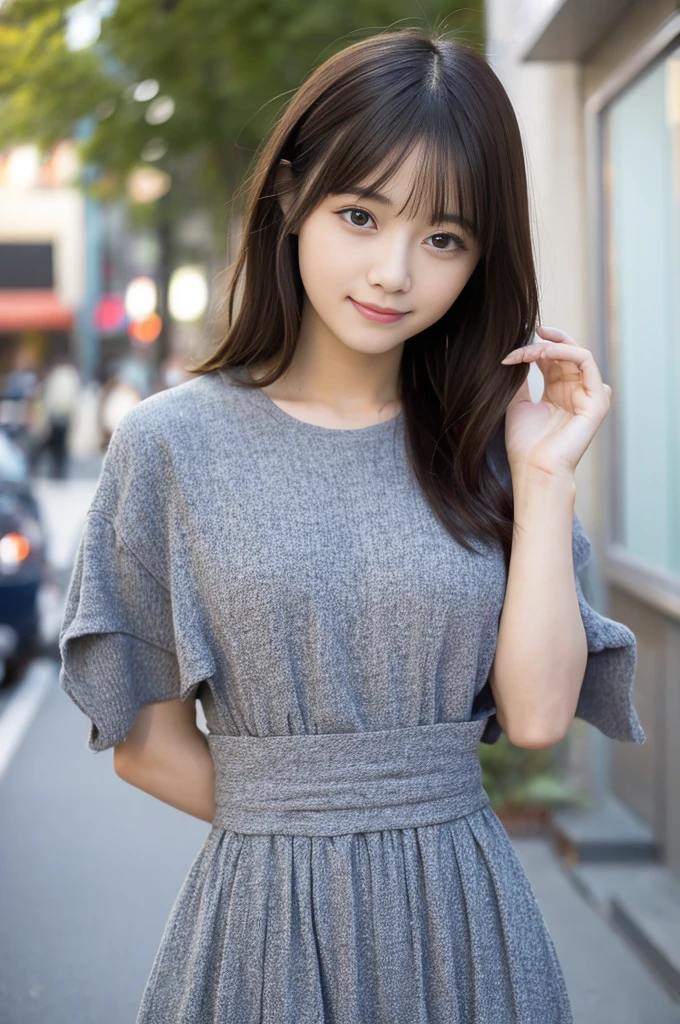 table top, highest quality, figure, super detailed, finely, High resolution, 8k wallpaper, 完璧なダイナミックな構figure, beautiful and fine eyes, ladies fashion summer,medium hair,small breasts natural color lip, bold sexy pose,smile,Harajuku、20 year old girl、cute、sexy shot looking at camera