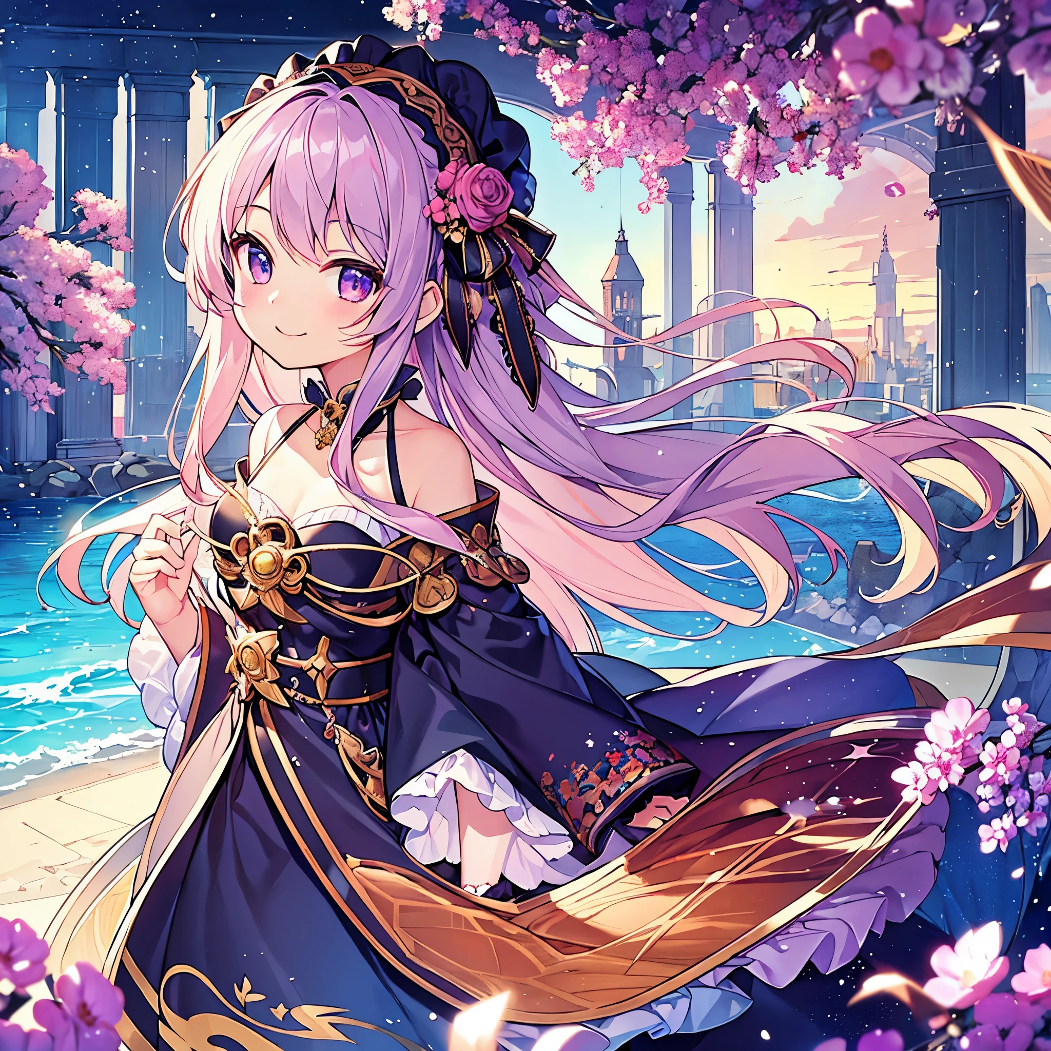 (highest quality)、(masterpiece)、(Super detailed)、One beautiful girl、15 years old、cute、(smile)、network