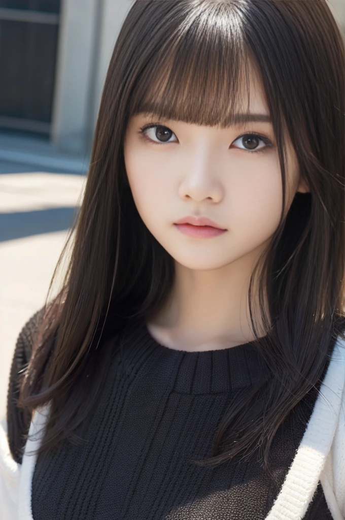ultra high resolution,masterpiece,highest quality,
highly detailed face,fine eyes,very complicated,perfect shiny shiny skin,perfect lighting,detailed lighting,dramatic shadow,ray tracing,
1 girl,Upper body,black sweater,looking at the viewer,