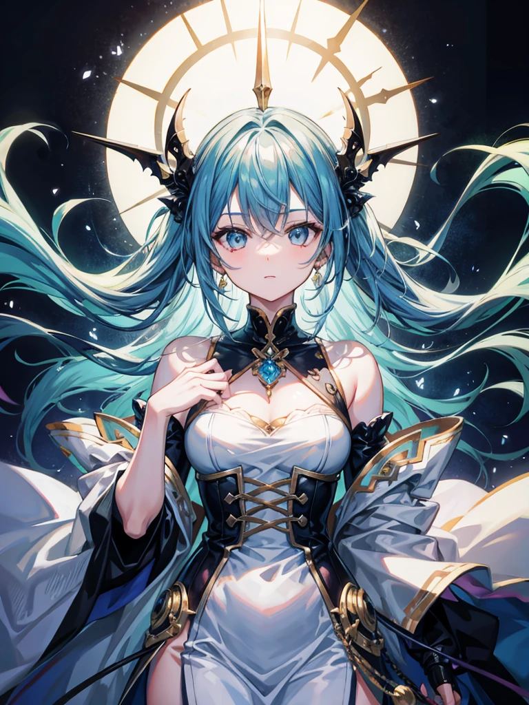 Ikaros, beautiful detailed eyes, beautiful detailed lips, extremely detailed eyes and face, long eyelashes, intricate ornate headdress, floating in space, stunning cosmic background, glowing celestial orbs, ethereal atmosphere, detailed 3D render, digital art, highly detailed, masterpiece, ultra-detailed, photorealistic, dynamic lighting, vibrant colors