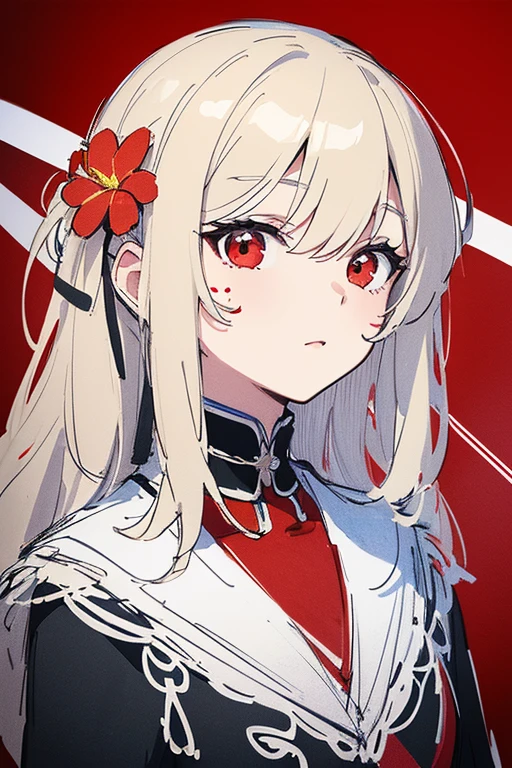 (masterpiece, best quality:1.2),(flower, red line drawing:1.5)  女の子1人,