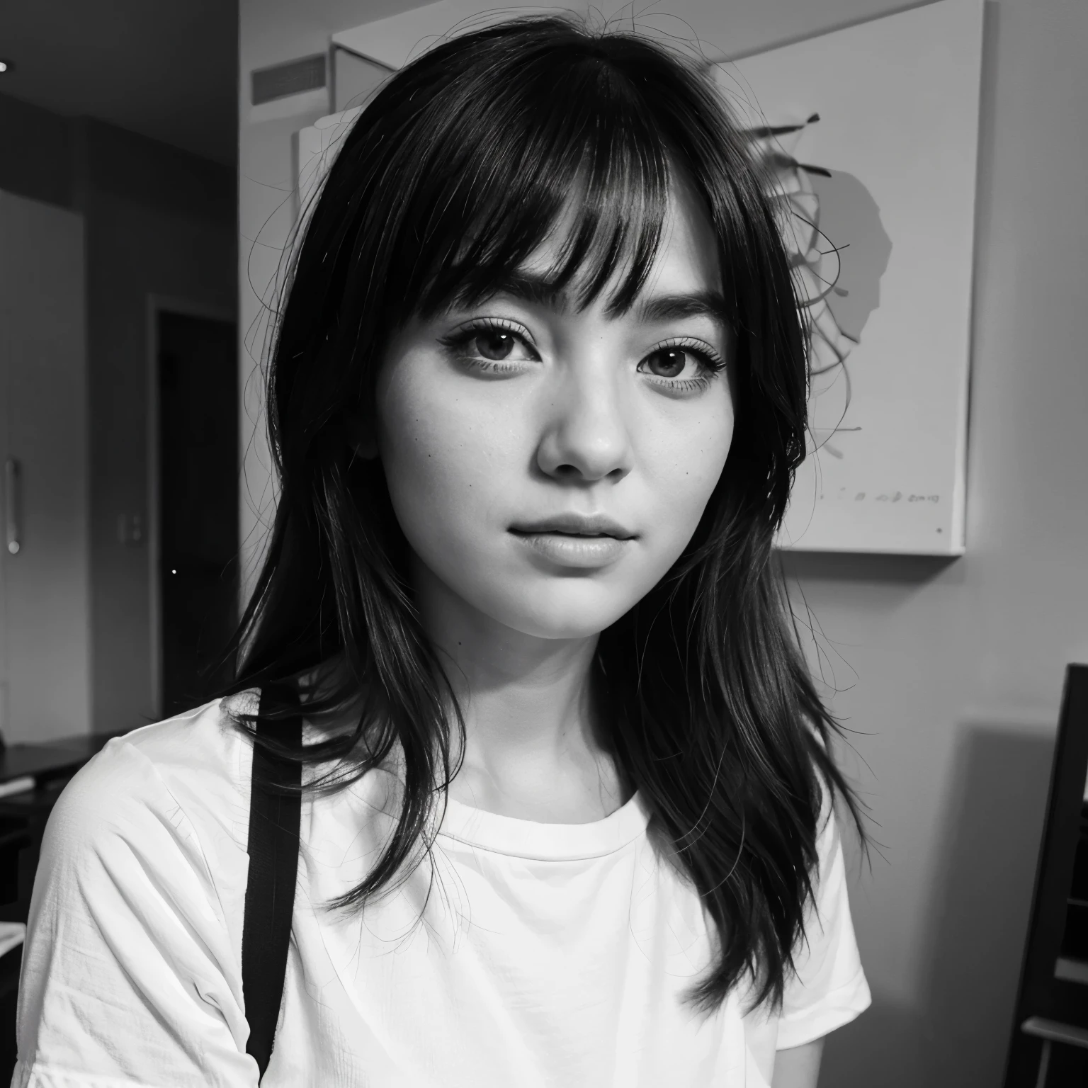 monochrome drawing girl