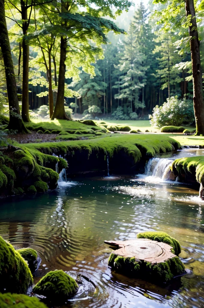 (best quality,4k,highres,masterpiece:1.2),realistic,forest,tree stump, chopped tree, no water, no stream, no lake, nature, serene, tranquil, peaceful, calm, greenery, flora, foliage, tall trees, dense forest, sunlight filtering through the trees, moss-covered ground, fallen leaves, earthy tones, natural beauty, rustic, organic, wood texture, rough surface, texture, detailed bark, weathered wood, aged appearance, natural decay, harmony, balance, simplicity, minimalistic, minimalism, , solitude.