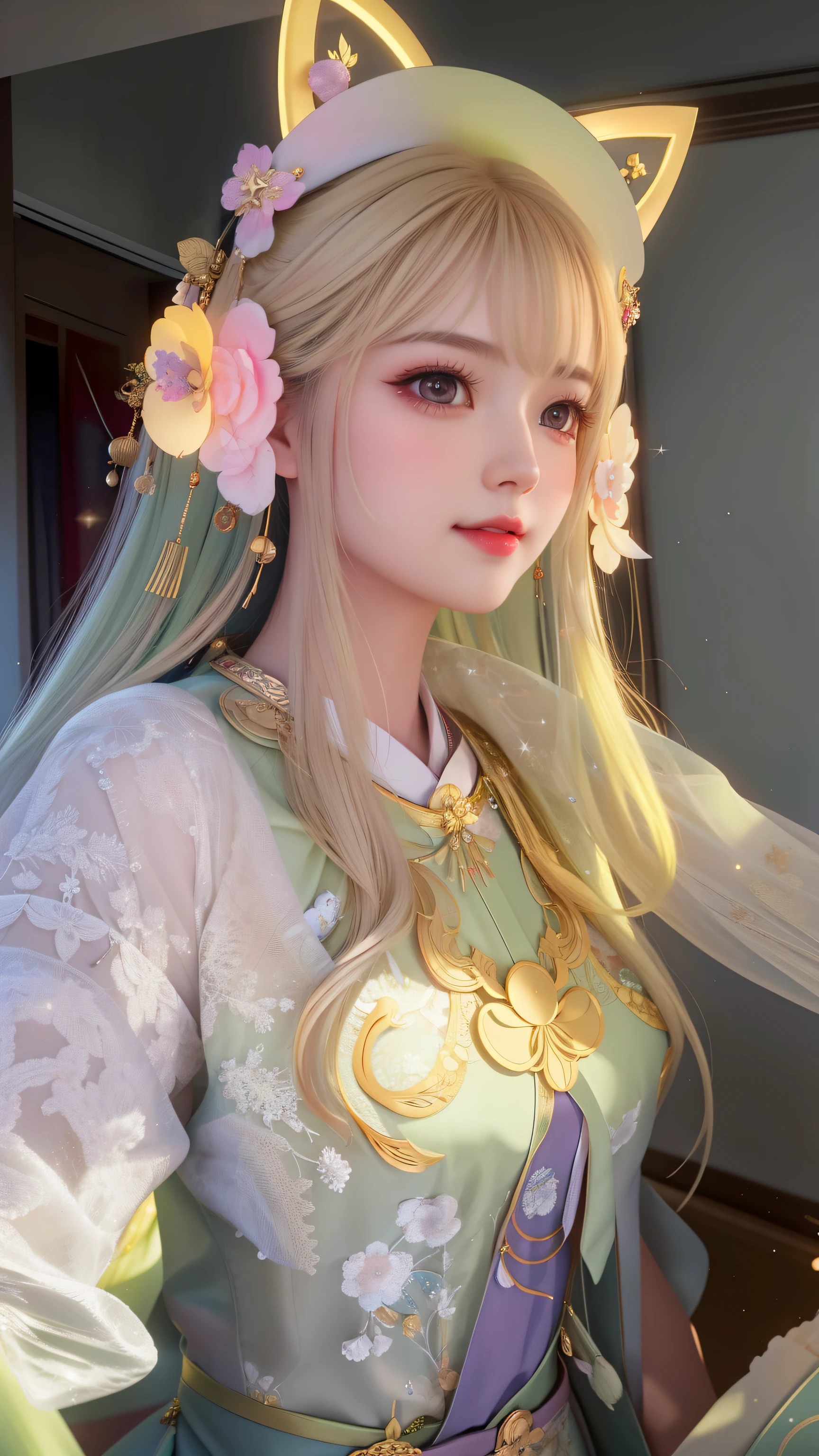 best quality, masterpiece, highres, 1girl,blush,(seductive smile:0.8),star-shaped pupils,sexy china hanfu, princess, very luxury, hair ornament,necklace, jewelry,Beautiful face,upon_body, tyndall effect,photorealistic, dark studio, rim lighting, two tone lighting,(high detailed skin:1.2), 8k uhd, dslr, soft lighting, high quality, volumetric lighting, candid, Photograph, high resolution, 4k, 8k, Bokeh