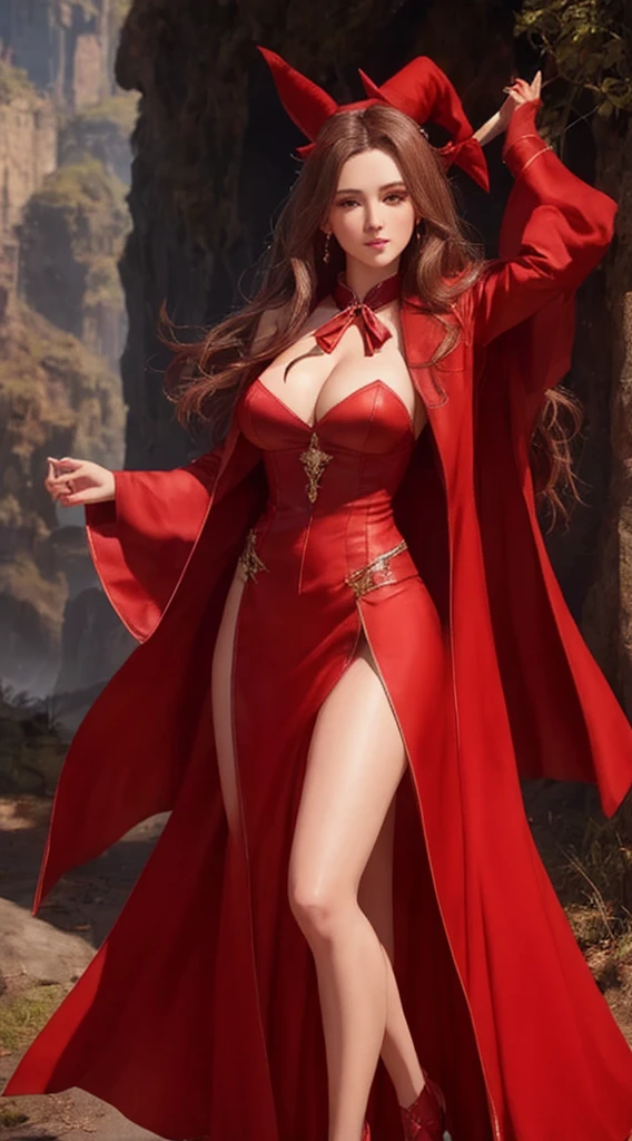 Beautiful woman in red dress and blazer poses for photo A succubus in a short, tight outfit. wearing a beautiful red robe Bright red robe on the back, fantasy outfit, sexy short outfit that is popular on cgstation, red robe Red cloak. Beautiful witch wearing a red wizard outfit. A flowing robe red coat beautiful witch
