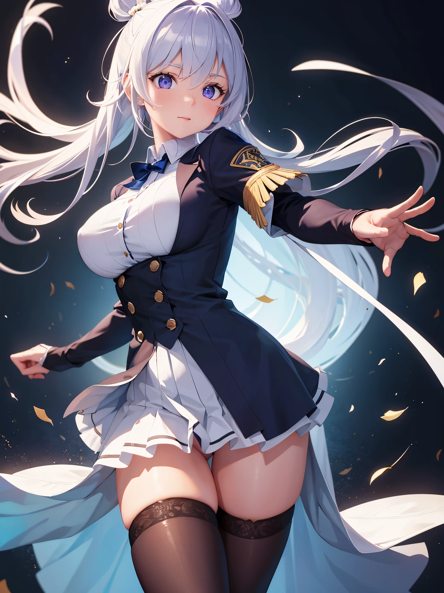 (1 girl),(high quality), (High resolution), (extremely detailed), (8K),(lower body shot),(3CG),(A high school girl wearing a magician's uniform),(wearing black knee-high stockings)not wearing shoes,perfect writing,(Beautifully ????? ?????? shape),High resolutionの美しい目,(neutral white lighting:1.2),Facing back and sticking out your ????????