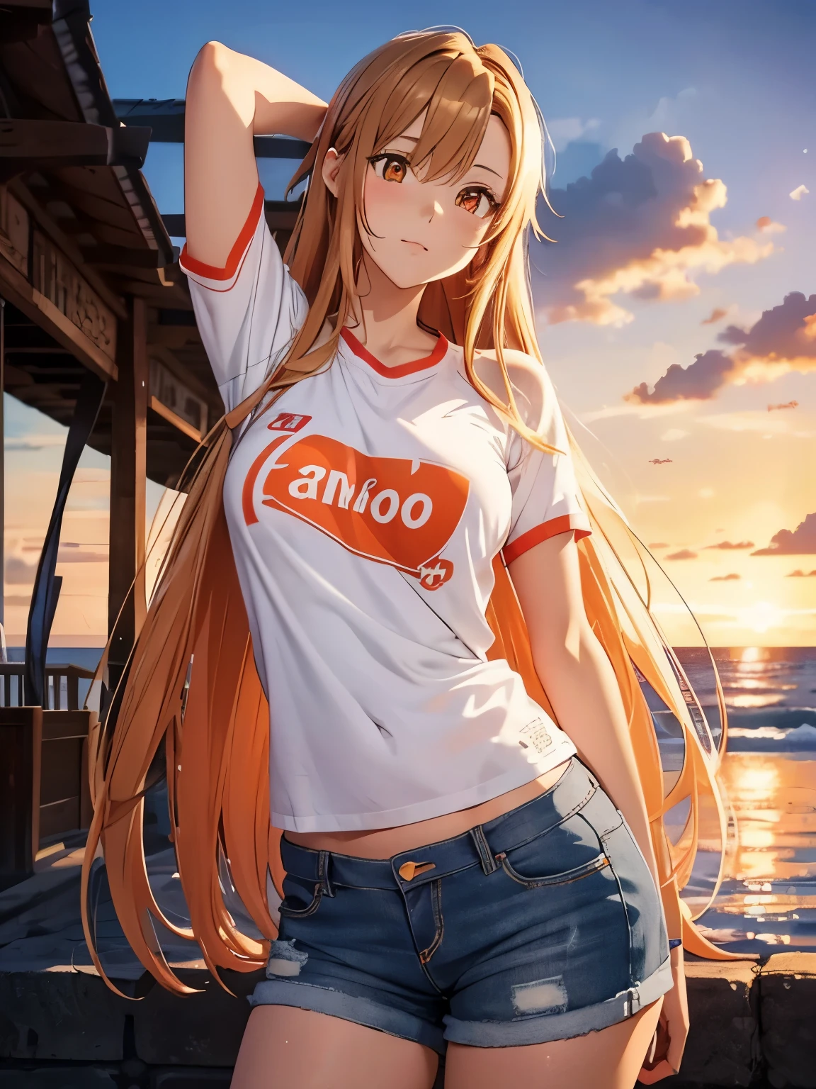 <lora:Ito_Ryoko:0.8>, ItoRyoko, 1girl, solo, blonde hair, long hair, orange eyes, huge_breasts, cowboy_Shot, outdoor, sky,
buruma, blush, gym uniform, open mouth, name tag,
masterpiece, high quality, very_high_resolution, large_filesize, full color,
