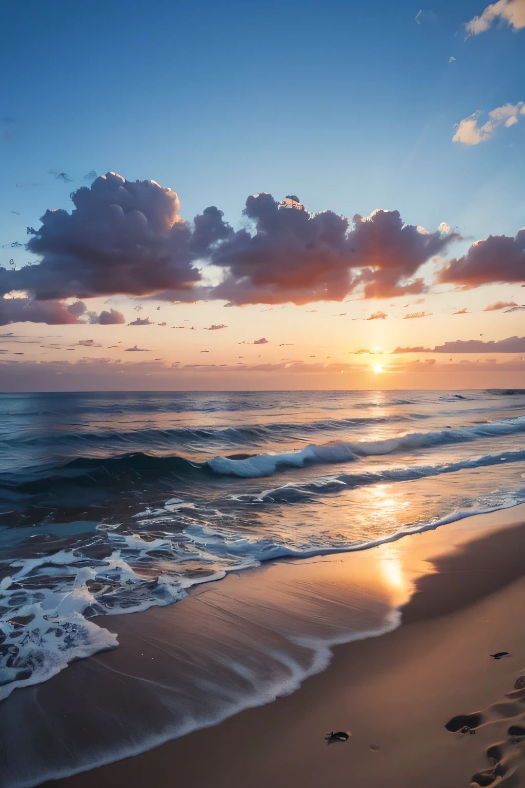 blue sea beach, sunrise