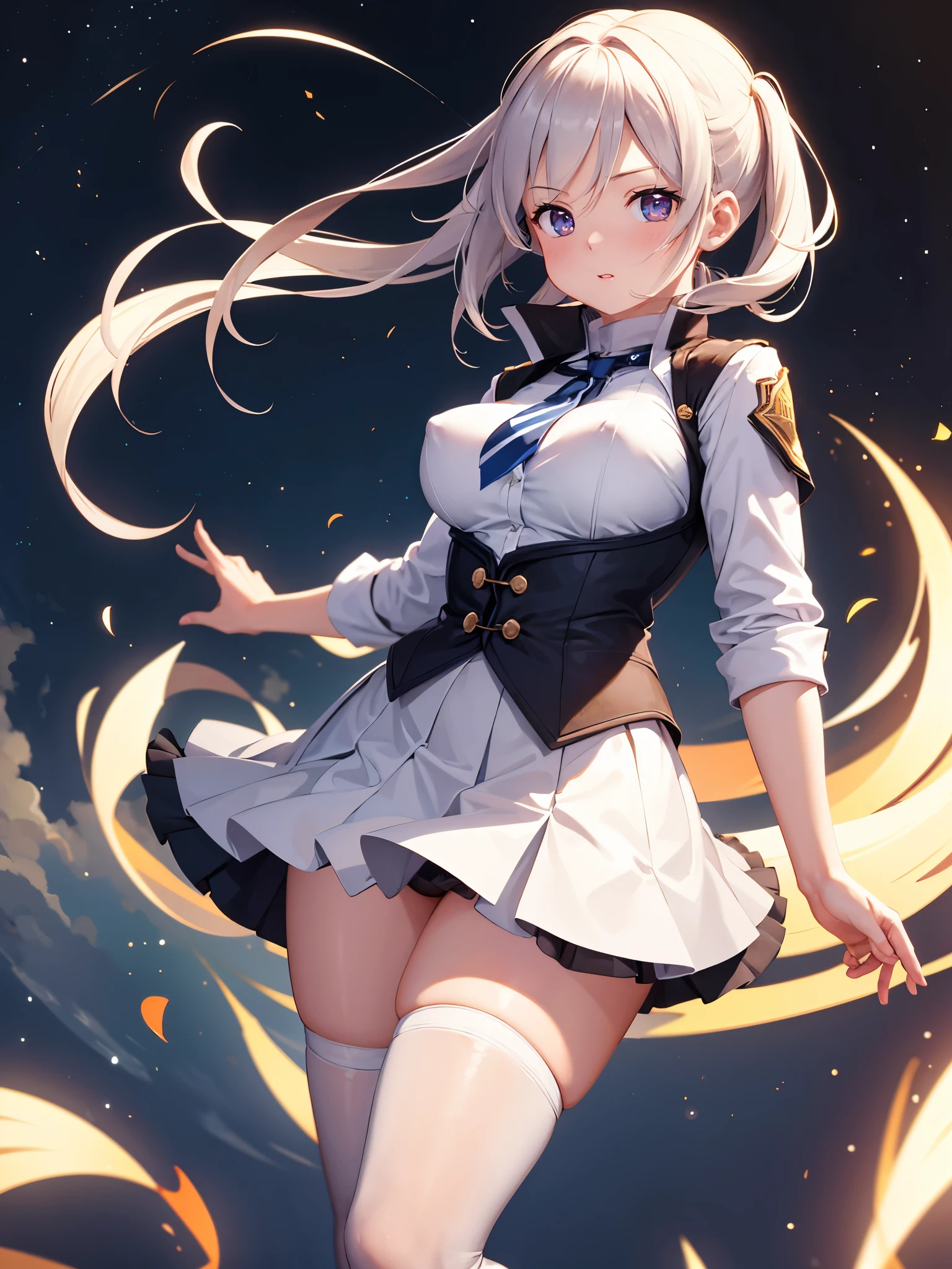 (1 girl),(high quality), (High resolution), (extremely detailed), (8K),(lower body shot),(3CG),(A high school girl wearing a magician's uniform),(wearing black knee-high stockings)not wearing shoes,perfect writing,(Beautifully erect nipple shape),High resolutionの美しい目,(neutral white lighting:1.2),Facing back and sticking out your buttocks