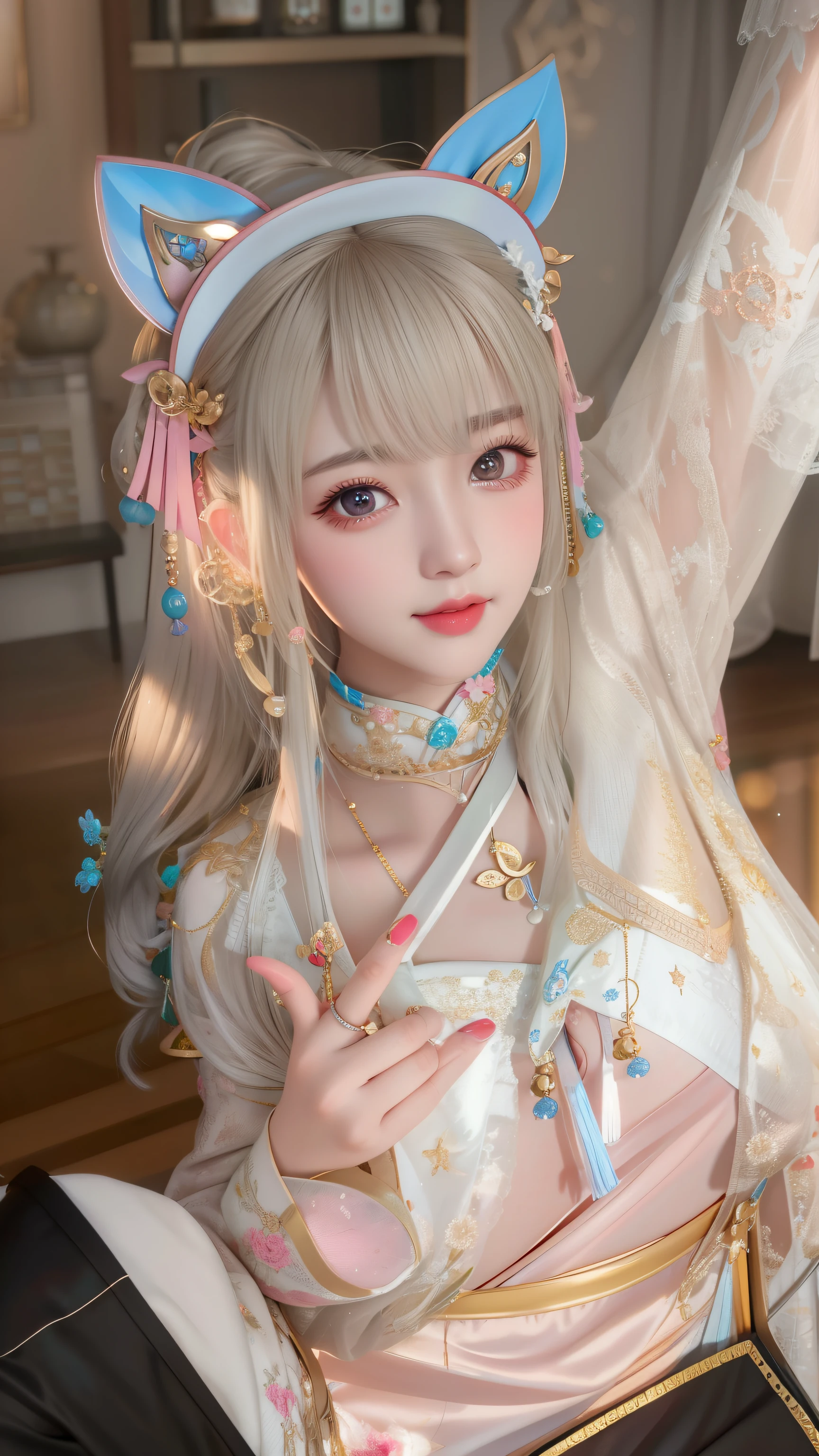 best quality, masterpiece, highres, 1girl,blush,(seductive smile:0.8),star-shaped pupils,sexy china hanfu, princess, very luxury, hair ornament,necklace, jewelry,Beautiful face,upon_body, tyndall effect,photorealistic, dark studio, rim lighting, two tone lighting,(high detailed skin:1.2), 8k uhd, dslr, soft lighting, high quality, volumetric lighting, candid, Photograph, high resolution, 4k, 8k, Bokeh