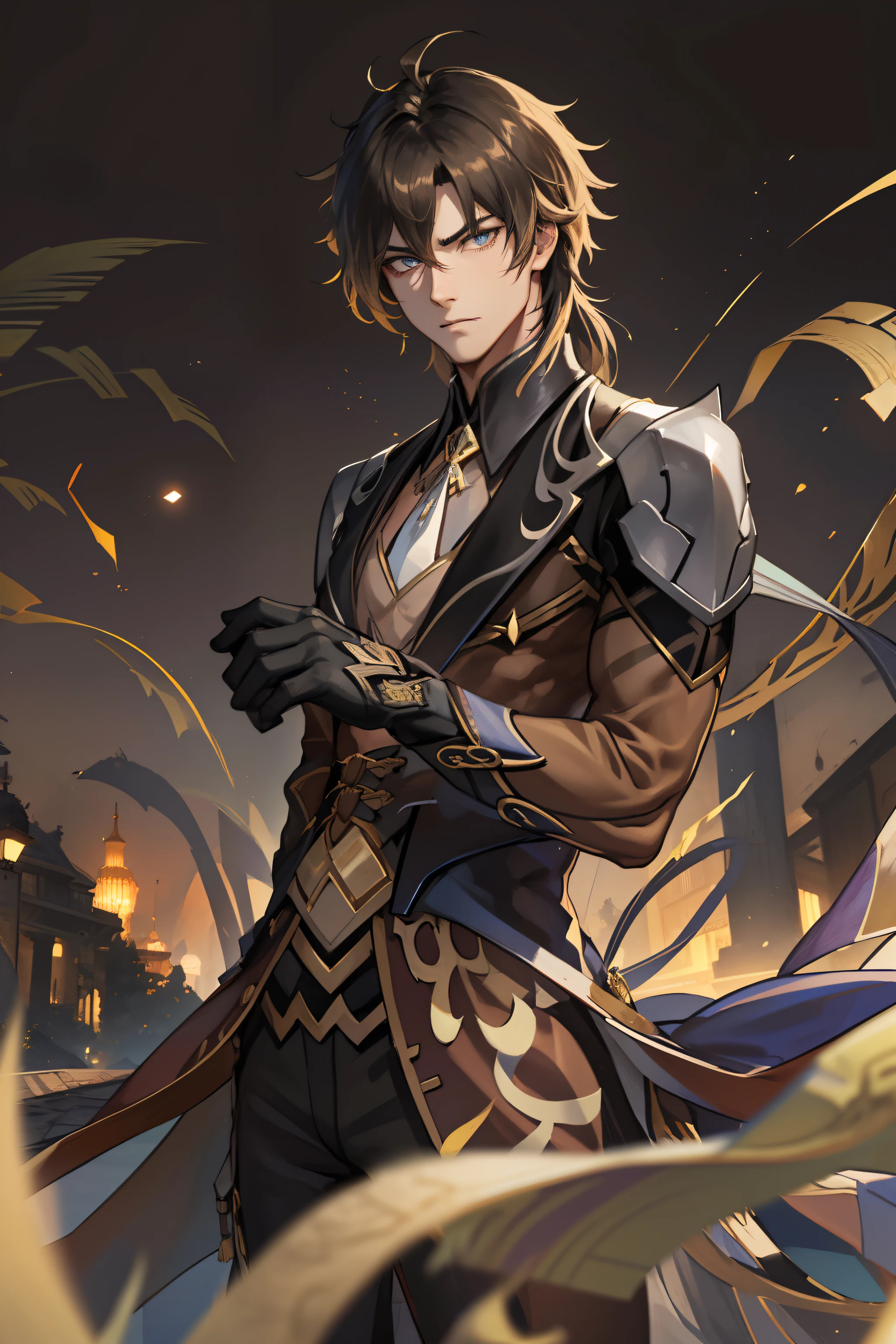 （absurderes，A high resolution，Hyper-detailing，hdr），younge boy，tmasterpiece，best qualtiy，1人，独奏，Handsome，Golden eyes，Fine eyes and detailed face，toppless，Tattooed with，arma，Indifferent and arrogant，Abs，chest muscle，Raised sexy，Ruffian，Show your temperament，Male，masculine appeal，Male characteristics are distinct，Long messy hair，Arrogant，self-assured，Majestically，Pondering，Legs crossed，white pantie，supreme，Lazy，Handsome，