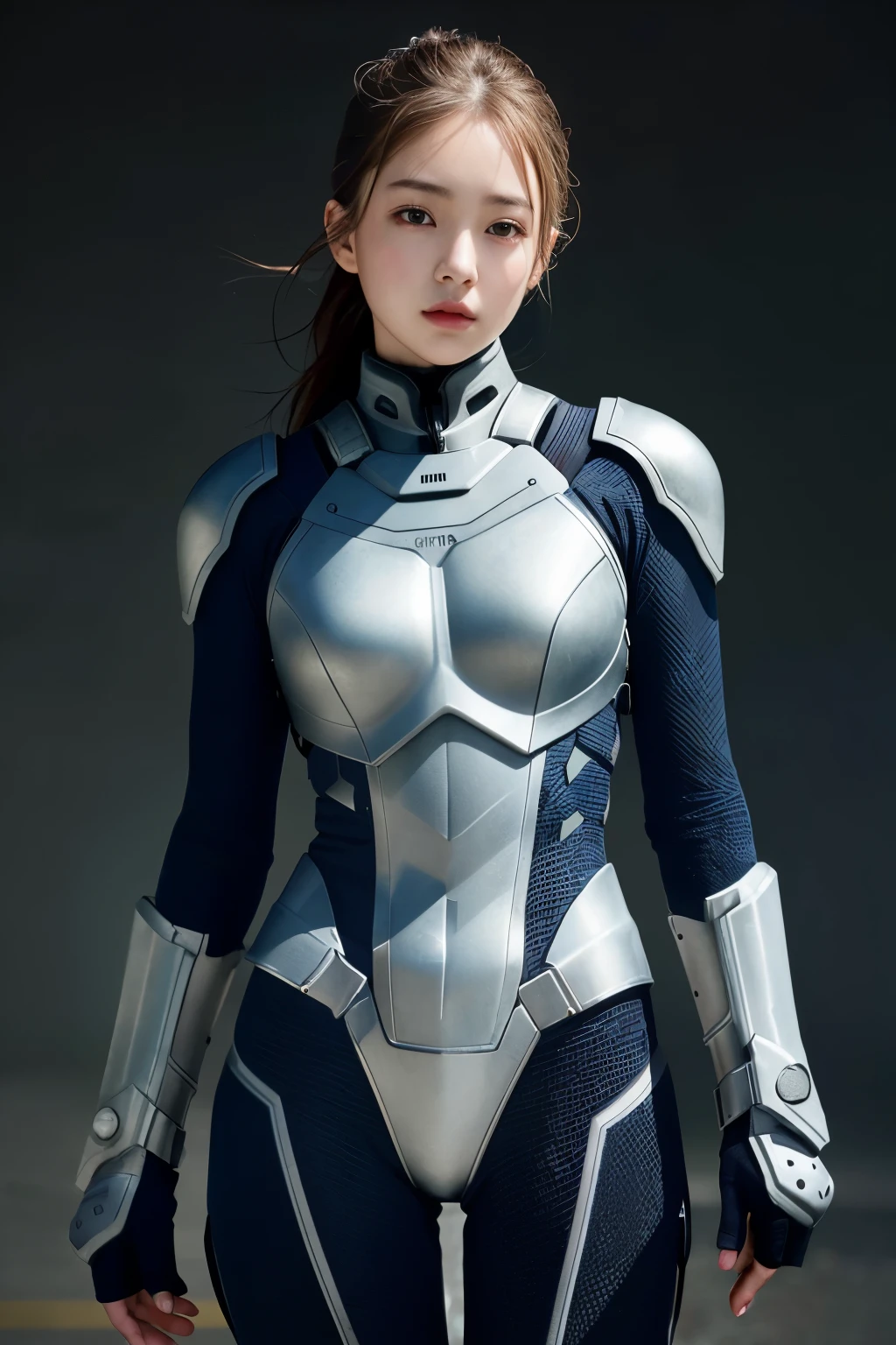 1 girl、Armored Suit、near future、thighs、 (best quality: 1.1)、(highly detailed skin), (best quality:1.0), (ultra high resolution:1.0) ,(realistic photo:1.0), (Super detailed:1.0), (8K, Raw photo:1.1),