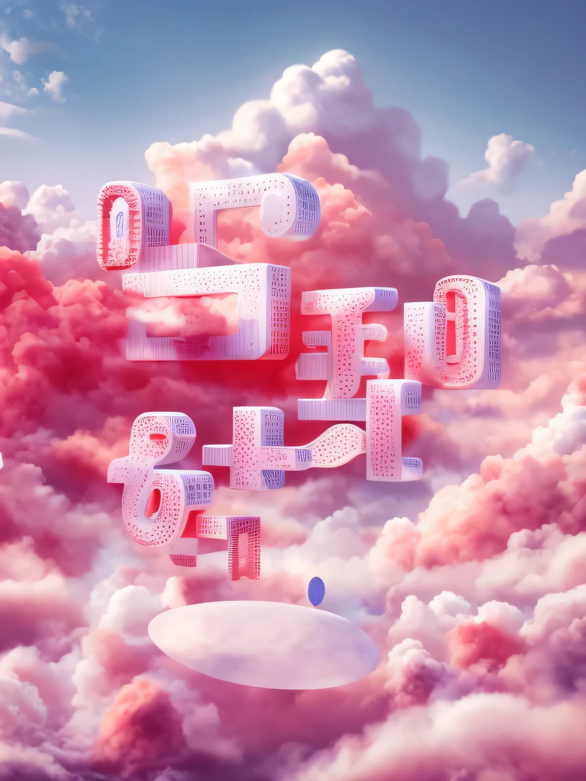 There is a picture of numbers,The sky is covered with clouds, 3d matte illustration, Pop Japaneseism 3D Super Detailed, bipur daily art, bipur |, Soft 3D rendering, Hyperrealistic 3D rendering, bipur and james jean, Behance 3D Art Trends, Behance 3D Art Trends