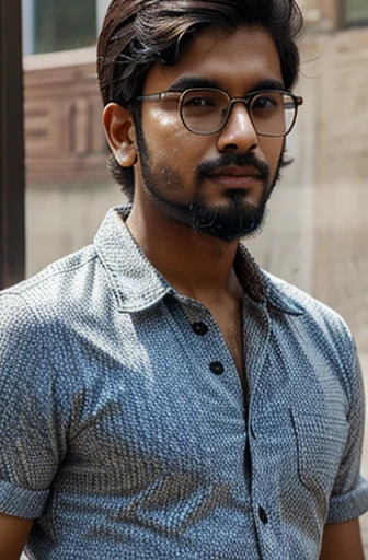 23 year old indian boy with beard and glasses